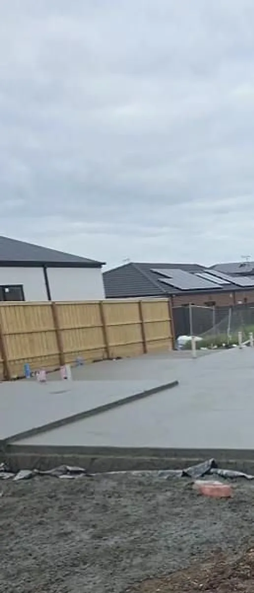 Fresh concrete slab in a new estate backyard