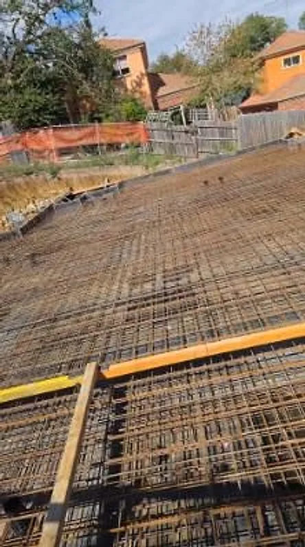 Steel fixed for a raft slab before the pour