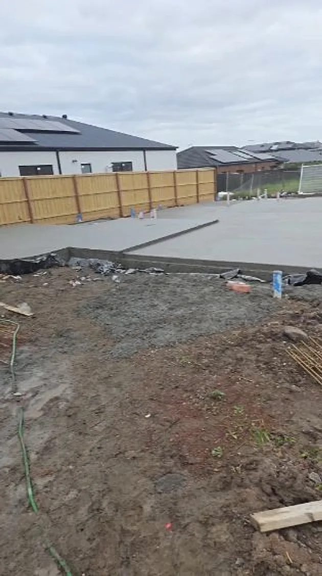 Freshly poured slab with the formwork still in place